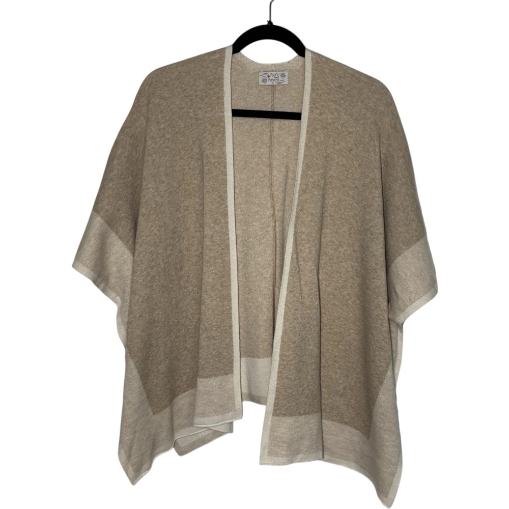 Poof Apparel Beige Open Front Poncho Cape Shawl Cover Up‎ One Size